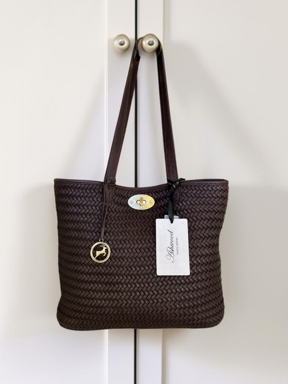 NWT Ashwood Leather Weaved Tote Bag